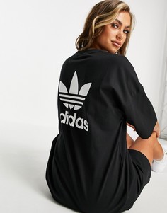 Черное платье-футболка adidas Originals adicolor-Черный цвет