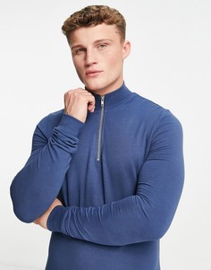Синий облегающий свитшот на молнии из органического хлопка от комплекта ASOS DESIGN-Голубой