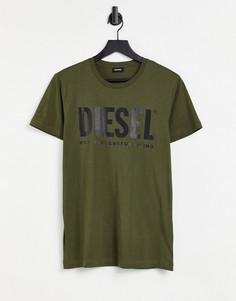 Футболка цвета хаки с логотипом Diesel T-Diego-Зеленый цвет