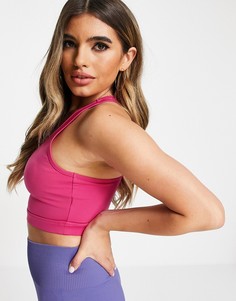 Удлиненный спортивный бюстгальтер с овальным вырезом ASOS 4505 Icon-Розовый цвет