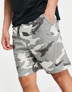 Серые спортивные шорты со сплошным камуфляжным принтом Nike-Серый