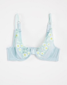 Голубой бюстгальтер на косточках с вышивкой из коллекции Fuller Bust ASOS DESIGN Daisy