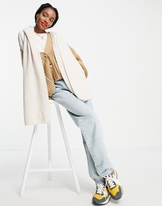 Светло-бежевый вязаный шарф в рубчик ASOS DESIGN-Светло-бежевый цвет