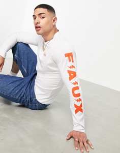 Белый лонгслив Friend Or Faux Inset