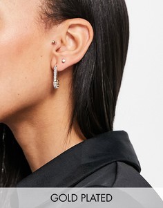 Серьги в виде английской булавки с позолотой 14 карат и стразами ASOS DESIGN-Золотистый