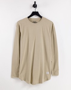 Бежевый лонгслив с закругленным нижним краем Jack & Jones Essentials-Светло-бежевый цвет