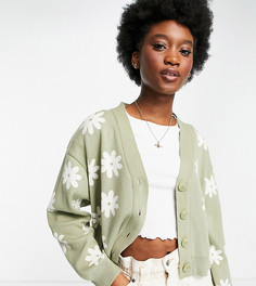 Зеленый кардиган с ромашками Stradivarius-Зеленый цвет