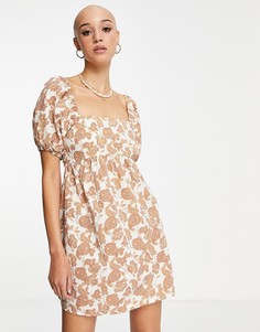 Платье в стиле бэби-долл с принтом и бантом сзади Miss Selfridge-Разноцветный