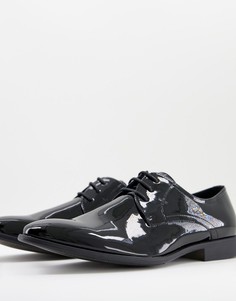 Черные лакированные туфли на шнуровке Moss London-Черный цвет