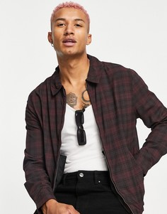 Бордовая строгая куртка Харрингтон в клетку тартан (от комплекта) ASOS DESIGN-Красный