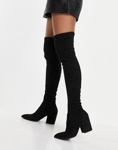 Черные ботфорты на каблуке Steve Madden Janey-Черный цвет