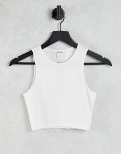 Белая майка-борцовка в рубчик от комплекта Monki Jamie-Белый