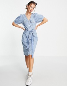 Голубое платье миди с объемными рукавами Levis Bryn-Голубой Levis®