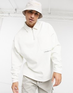 Белый свитшот в стиле oversized из плотной ткани c мелким принтом ASOS DESIGN