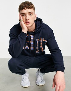 Темно-синий худи в стиле oversized с принтом-аппликацией названия города на груди ASOS DESIGN-Белый