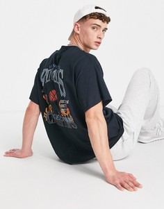 Черная выбеленная oversized-футболка с принтом "Finals" Topman-Черный цвет