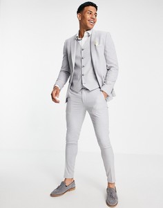 Серые фактурные брюки скинни ASOS DESIGN-Серый
