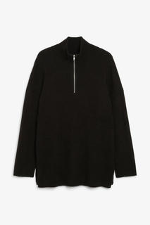 Свитер из смесовой шерсти с короткой застежкой-молнией Monki