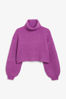 Укороченный вязаный свитер с воротником‑стойкой Monki