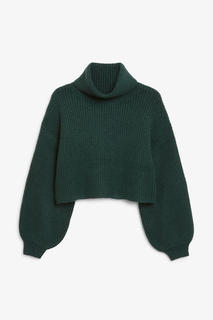 Укороченный вязаный свитер с воротником‑стойкой Monki