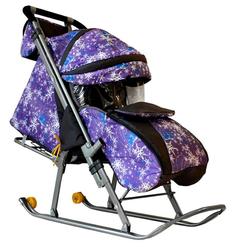 Санки-коляска Galaxy Галактика Скандинавия, елки/фиолетовый