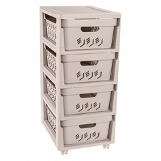 Комод на колесах DELUXE, 4 ящика, 300х385х690 мм (Светло-бежевый) 433276934 Эконова