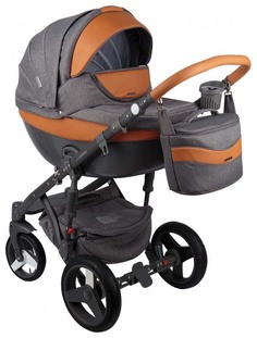 Коляска 3 в 1 Adamex Monte Carbon Cерый, Карамель D1