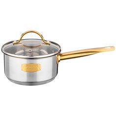 Ковш со стеклянной крышкой, нерж.сталь, 16x8см, 1,5л серия craft collection Agness_914-111