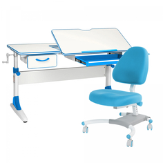 Комплект парта+кресло+органайзер+ящик Anatomica Smart-60 белый/голубой Figra