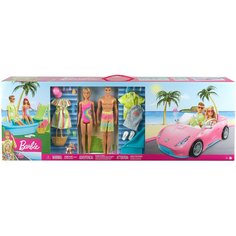 Barbie Игровой набор 2 куклы +автомобиль +аксессуары GJB71