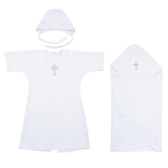 Крестильный набор рубашка/пеленка/чепчик Зайка Моя Newborn, цвет: белый р.62-68