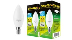 Комплект из 3 светодиодных лама Sholtz свеча 7Вт E14 4200К C37 220-240В пластик