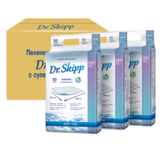 Пеленки гигиенические супервпитывающие одноразовые Dr.Skipp 60х90, 3x10 шт.