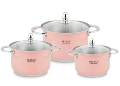 Кастрюля с крышкой ZEIDAN Z-50639 2,1л, 3л, 4л
