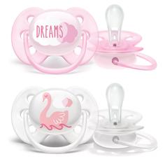 Пустышка Philips Avent ultra soft для девочки 6-18 мес 2 шт, с футляром для хран. и стер.