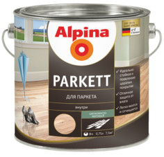 Лак Alpina Parkett SM для паркета шелковисто-матовый не колеруемый 0,75 л