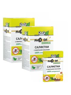 Комплект Салфетки влажные с эфирным маслом от комаров БИО Nadzor Botanic 10 шт. х 2 уп.