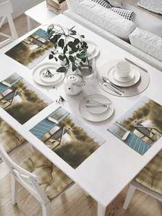 Комплект салфеток JoyArty "Домик у моря" для сервировки стола 32х46 см, 4 шт.