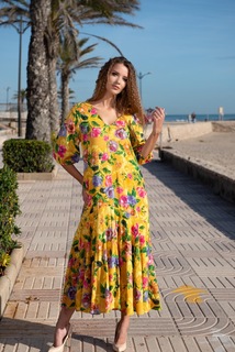 Платье женское Indiano Natural 21NI-365/2V желтое XL