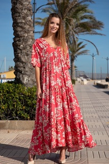 Платье женское Indiano Natural 21NI-370/3V красное M/L