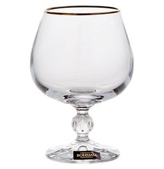 Бокалы для бренди 250 мл 6 шт Crystalite Bohemia "Клаудия Отводка золото" 094198