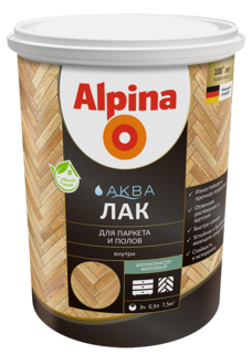 Лак Alpina Аква для паркета и полов шелковисто-матовый 0,9 л