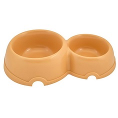 Двойная миска для кошек и собак мелких пород Дарэлл, полипропилен, бежевый, 150/250мл