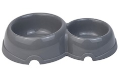 Двойная миска для кошек и собак мелких пород Дарэлл, полипропилен, серый, 150/250мл