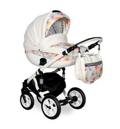 Коляска 2 в 1 indigo madonna lux ML 01 белый яркие цветы