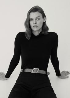 Ремень с рельефной пряжкой - Oblique Mango
