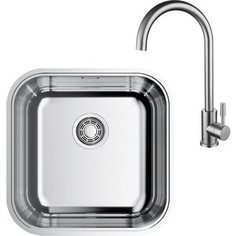 Кухонная мойка со смесителем Omoikiri Omi 44-U/I IN Quadro нержавеющая сталь (4993494, SUS124-017F)