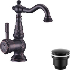 Смеситель для раковины Lemark Jasmine с донным клапаном, черный (LM6644ORB, LM8500BL)
