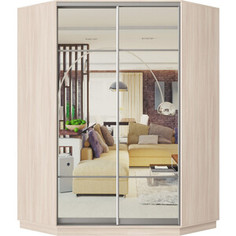 Шкаф-купе Классика 90 (каркас ясень шимо светлый, фасады 11/11 зеркало) профиль серебро 90.2400.1500.600.(11.11.).01.(00.00.).01