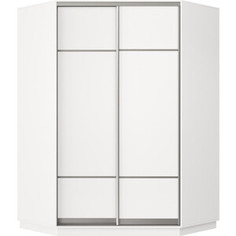 Шкаф-купе Классика 80 (каркас белый, фасады 08/08 белый) профиль серебро 80.2200.1300.600.(08.08.).07.(07.07.).01